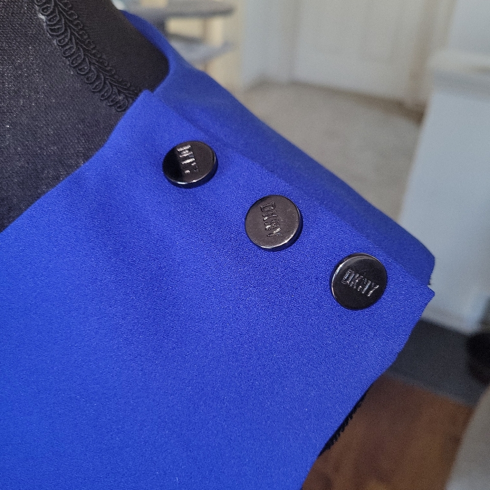 DKNY Royal Blue Midi Ruched Sheath Dress Women's Size 6 - Picture 9 of 11